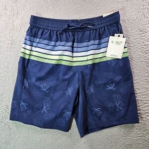 NWT Penguin Munsingwear Swim Trunks Board Shorts Men Small No Liner Blue Striped